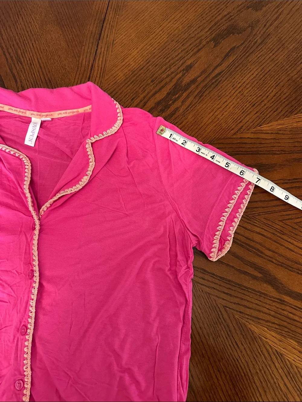 Classic Short Sleeve Pink Pajama Set with Contrast Trim